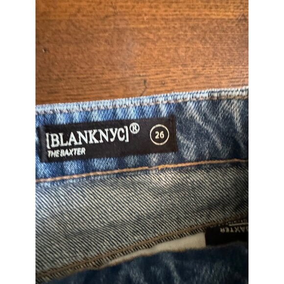 Blank NYC Baxter Ribcage Straight Leg Distressed Jeans Ripped Baggy Raw Hem Butt - Picture 8 of 16